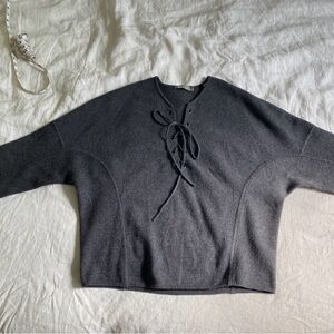Vince wool and cashmere Charcoal Lace-Up Sweater